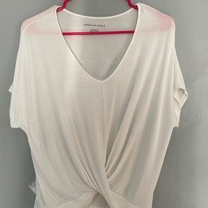 American Eagle White XS Blouse Loose Fitted